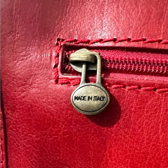 Made in Italy Real Leather Crossbody Purse Red- NWOT - Picture 5 of 14